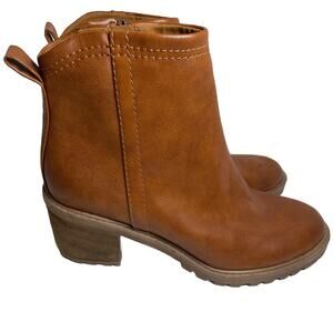 Zodiac Women's Boot Greyson Cognac Ankle Bootie Sz 10 Block Heel